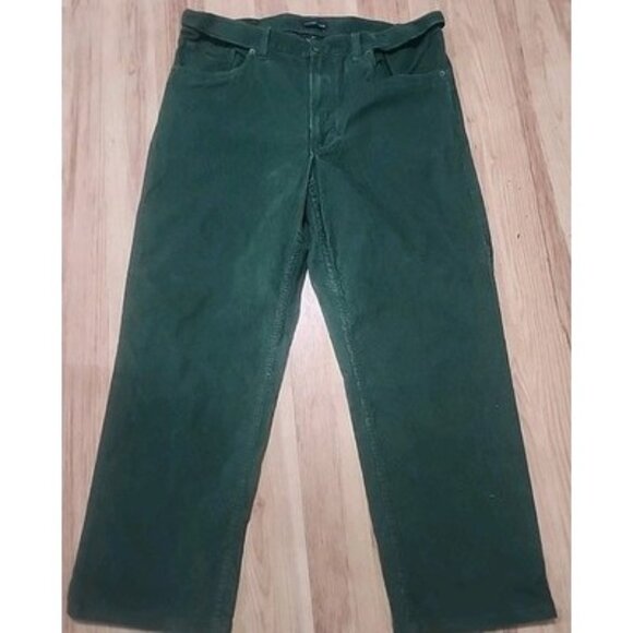 Lands' End Other - LANDS END  Hunter Green CORDUROY  Pants W/unique Elastic Wasteband Belt, 37 X 29